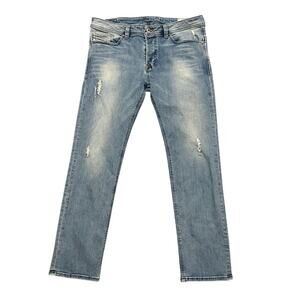 Diesel Safado-R Jeans Mens 34x30 Light Wash Distressed Slim Straight Denim Y2K
